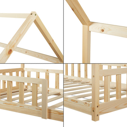 Kinderbed – Kinderbedden – Eenpersoonsbed – Hoogslaper – Stapelbed – Huisstijl Design – Valbeveiliging – 120 x 200 cm – Houten Frame