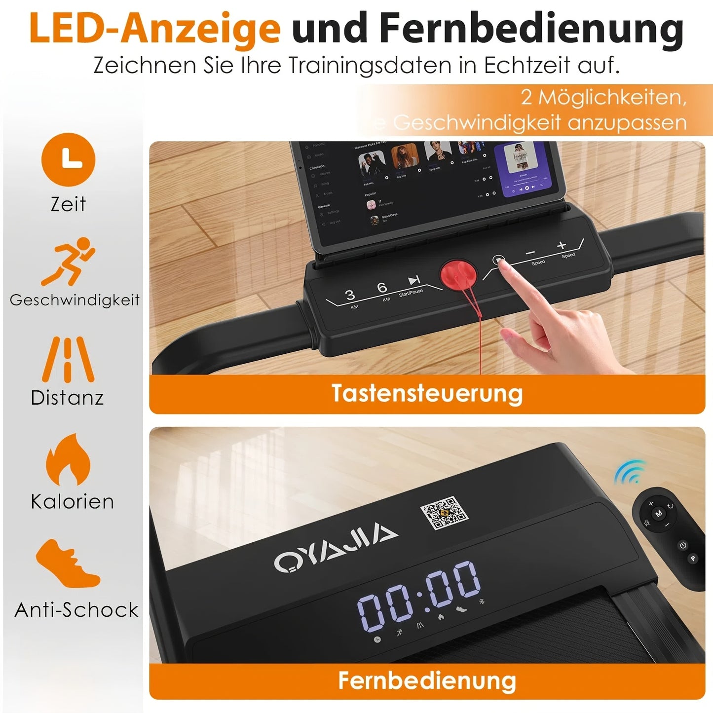 Loopband – Wandelband – Treadmill – Wandelmachine – Fitnessapparaat – Inklapbaar Design – Groot Loopoppervlak 15,7×39,3 inch – 0,75HP Motor 1-12 km/h – Slimme App Bediening – LED Display – Stil en Compact