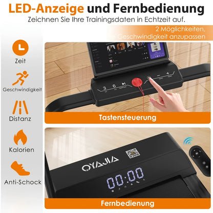 Loopband – Wandelband – Treadmill – Wandelmachine – Fitnessapparaat – Inklapbaar Design – Groot Loopoppervlak 15,7×39,3 inch – 0,75HP Motor 1-12 km/h – Slimme App Bediening – LED Display – Stil en Compact