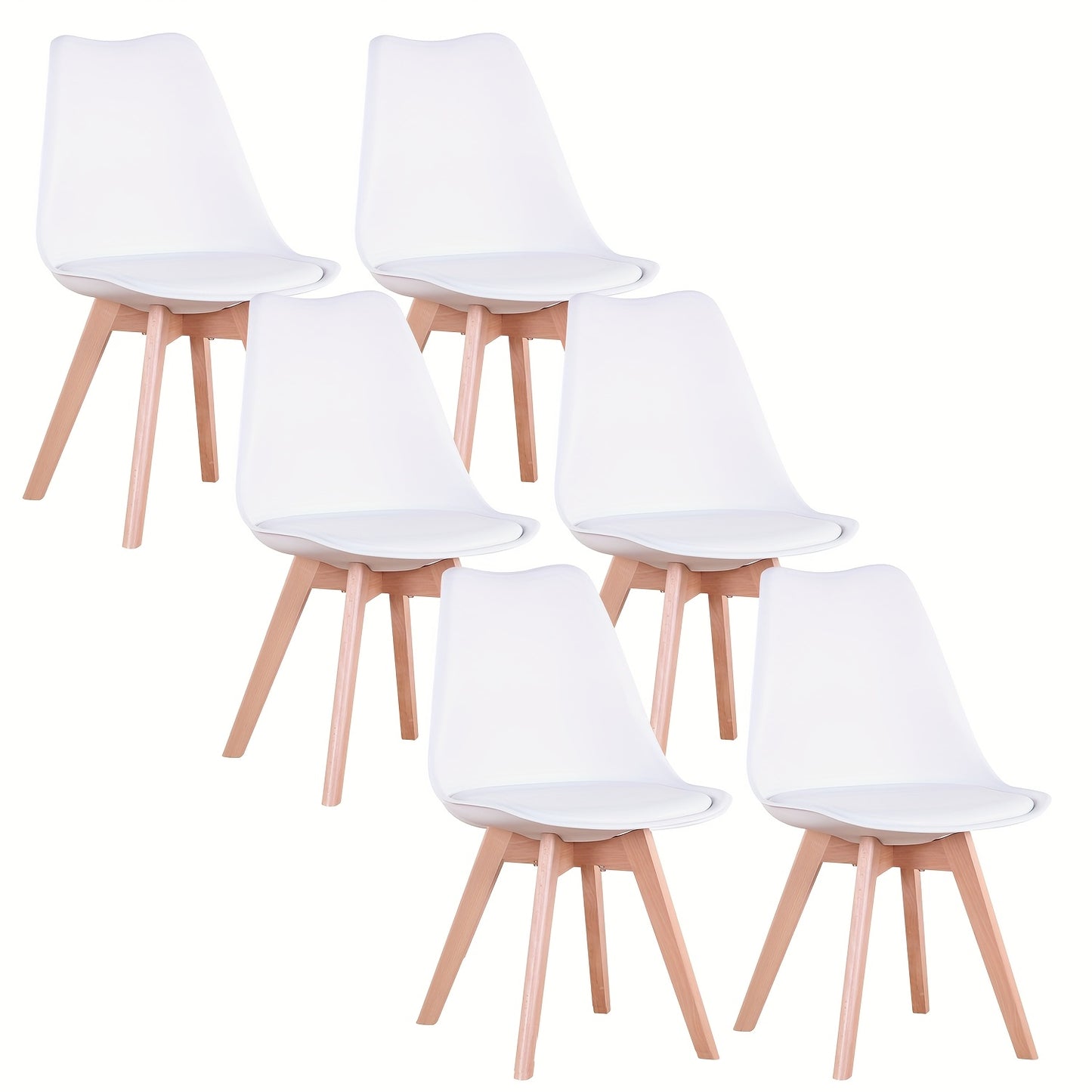 Eetkamerstoelen – Eettafelstoelen – Kuipstoelen – Keukenstoelen – Stoelen – Set van 6 – Ergonomische Rugleuning – Massief Beukenhouten Poten
