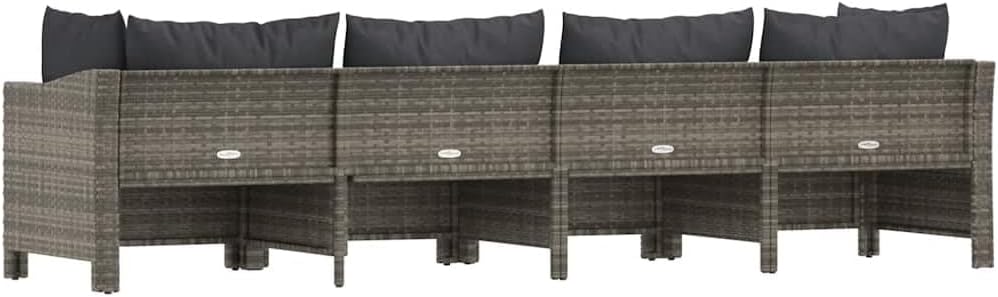 vidaXL 4-piece Lounge set with cushions poly rattan grey - QUORE