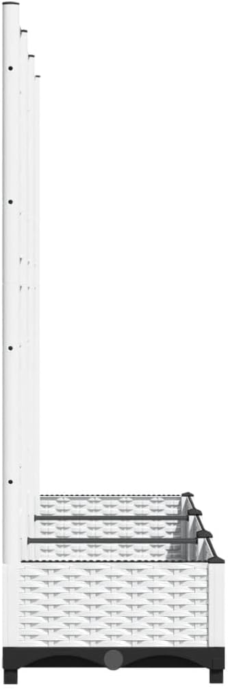 Flower Box for Garden with Integrated Trellis, White, 120 x 40 x 121.5 cm, Polypropylene PP for Climbing Plants, Practical Container for Patio and Patio, Robust Holder - QUORE