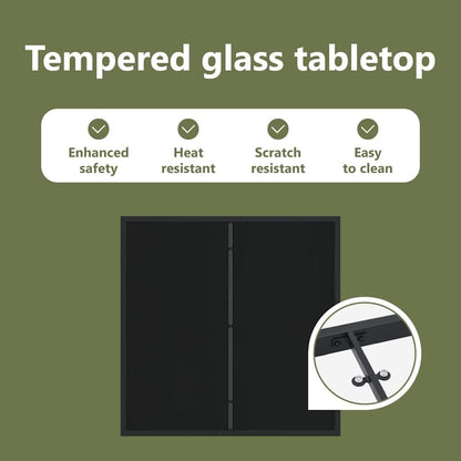 vidaXL Tuin eettafelset 5 pcs Antraciet Gepoedercoat staal, Alfresco eettafel voor balkon, moderne tuinmeubelen, stapelbaar, duurzaam, rechthoekige tafel, stedelijke lounge ensemble, patio - QUORE