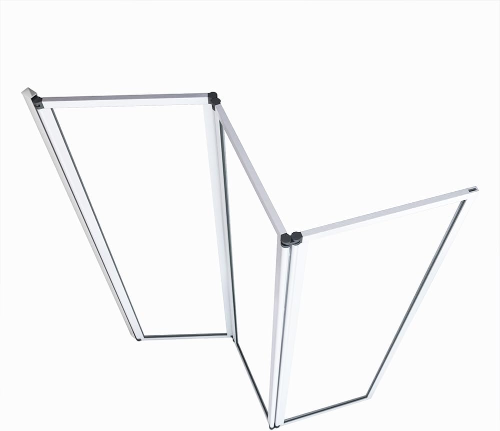 Marwell Triple White Douchewand voor badkuip, 125 x 143 cm, badvouwwand in wit, met helder glas