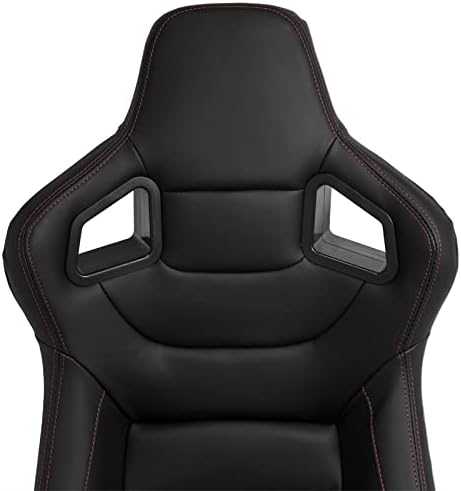 AutoStyle Sportstoel 'RK' - Zwart Kunstleder + Rode stiksels - Dubbelzijdig verstelbare rugleuning - incl. sledes