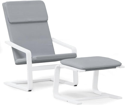 Relaxstoel – Kruk – Stofstoel – Cocktailstoel – Televisiestoel – Lichtgrijs – Massief Berkenhout Frame – Afneembare Wasbare Hoezen