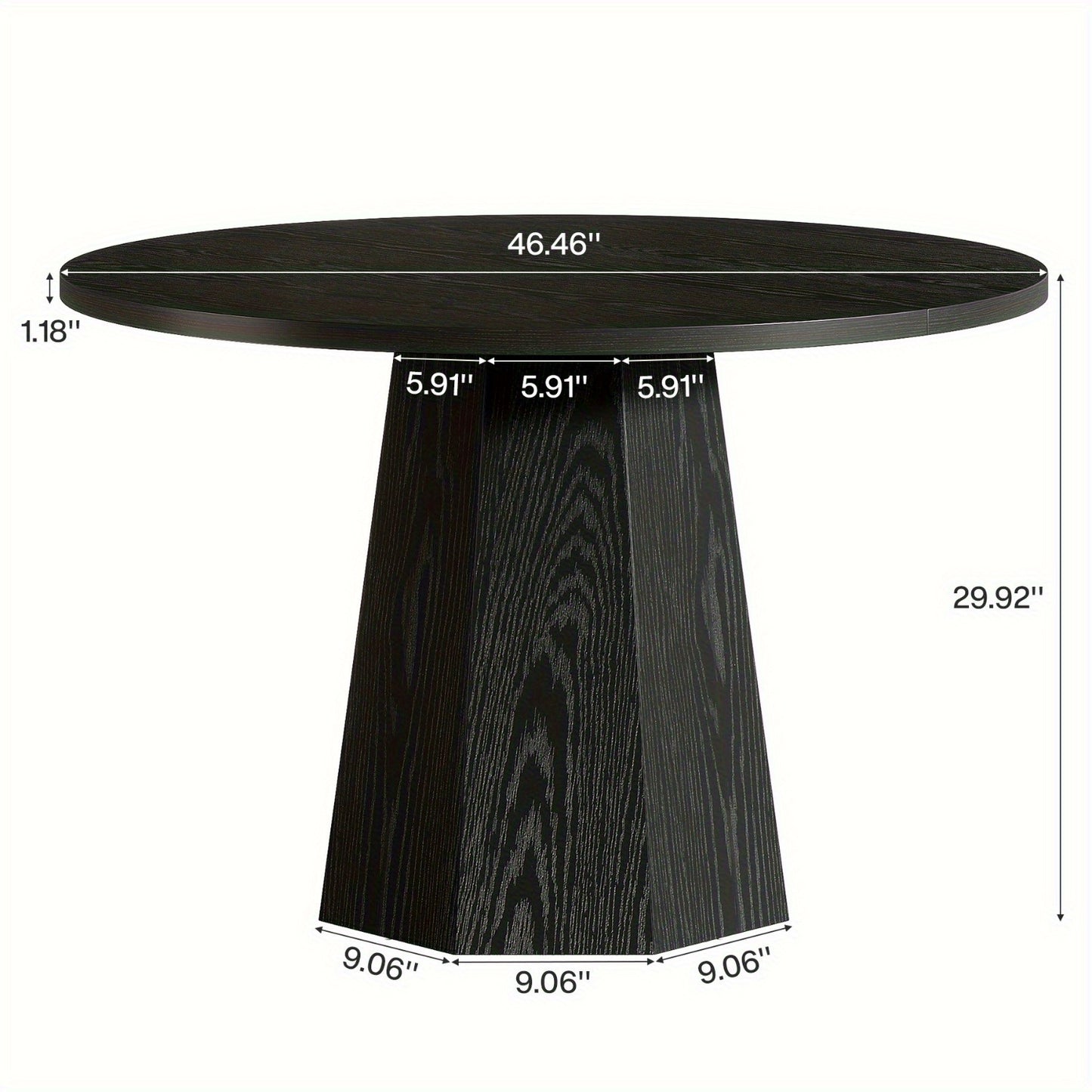 Eettafel – Ronde Tafel – Keukentafel – Dinnertafel – Tafel – Massief Houten Poten – Krasbestendig Gefineerd Spaanplaat – Compact 118 cm – Modern Farmhouse Design