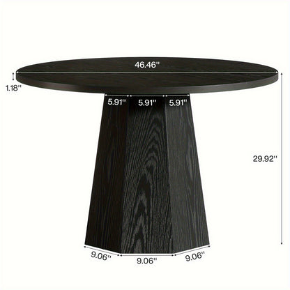 Eettafel – Ronde Tafel – Keukentafel – Dinnertafel – Tafel – Massief Houten Poten – Krasbestendig Gefineerd Spaanplaat – Compact 118 cm – Modern Farmhouse Design