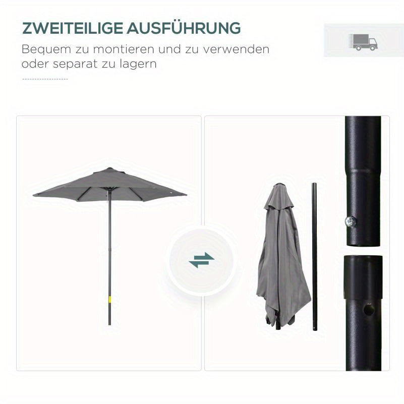 Parasol – Zeshoekige Parasol – Tuinparasol – Balkonparasol – Terrasparasol – Extra Lang 196 cm – 360° Draaibaar met Kantelbare Sluiting