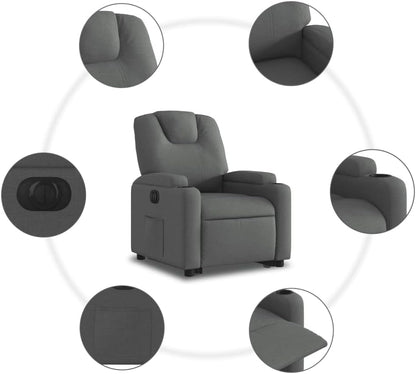Kantelstoel Elektrisch – Relaxfauteuil – Lounge Stoel – Verstelbare Stoel – Relaxstoel – Donkergrijze Stof – Elektrische Verstelling – Opsta Functie