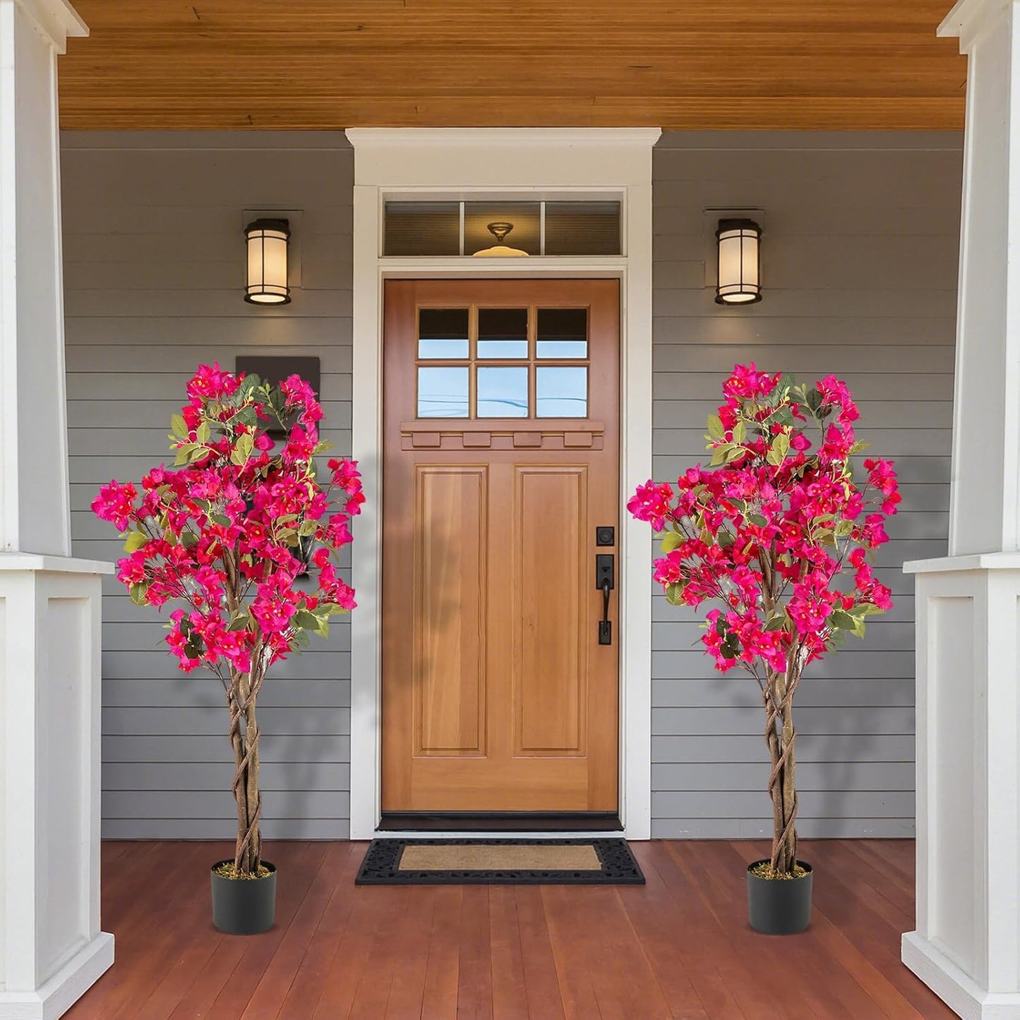 Kunststof Bougainvillea Boom – Kunstplant – Nepplant – Bloemenplant – Potted Plant – 120 cm Hoog – Realistisch Bloeiende Bloemen – Stabiele Pot