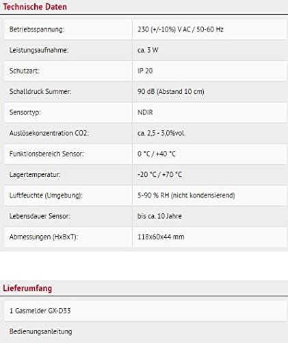 Schabus 300257 Gasmelder op netvoeding detecteert kooldioxide, (B x H x D) 60 x 118 x 44 mm