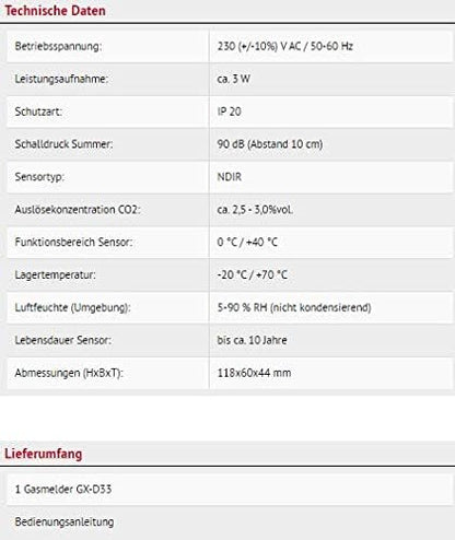 Schabus 300257 Gasmelder op netvoeding detecteert kooldioxide, (B x H x D) 60 x 118 x 44 mm