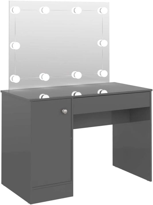 vidaXL Dressing table with LED lighting 110x55x145 cm MDF gray