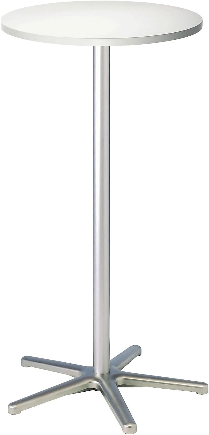 Maul Statafel 9323102, hoogte 110 cm, aluminium standaard, rond tafelblad van hout, Ø 60 cm, wit