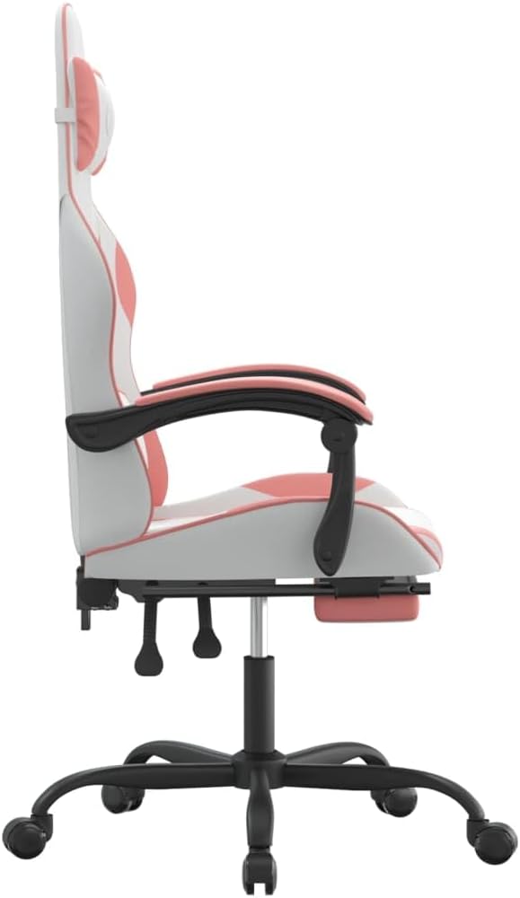 Gamingstoel – Gamestoel – Gaming Chair – Bureaustoel – Game Stoel – Verstelbare Rugleuning – Kunstleer Wit/Roze