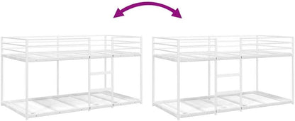 vidaXL Stapelbed zonder matras 90x190 cm staal wit, bedframe, bedbodem, slaapkamermeubilair, hoogslaper, stapelbedframe, laag stapelbedframe