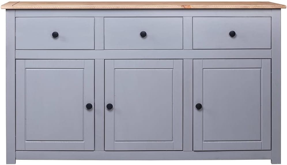 Sideboard Grey 135x40x80cm Dresser Living Room Dresser Cabinet Cabinet Living Room Oblique Storage Cabinet Pine Panama - QUORE