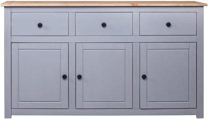 Sideboard Grey 135x40x80cm Dresser Living Room Dresser Cabinet Cabinet Living Room Oblique Storage Cabinet Pine Panama - QUORE