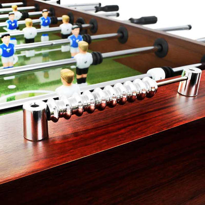tafelvoetbaltafel – voetbaltafel – tafelvoetbalspel – kickertafel – speltafel – stevig staalframe – groot speelveld 140x74,5x87,5 cm – bruin zwart grijs