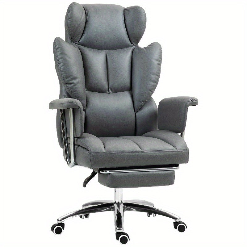 Bureaustoel – Office Chair – Kantoorstoel – Draaistoel – Werkstoel – Ergonomisch Design – Verstelbare Rugleuning & Voetsteun – Donkergrijs