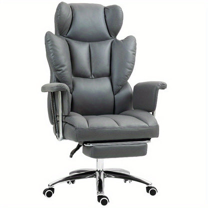 Bureaustoel – Office Chair – Kantoorstoel – Draaistoel – Werkstoel – Ergonomisch Design – Verstelbare Rugleuning & Voetsteun – Donkergrijs
