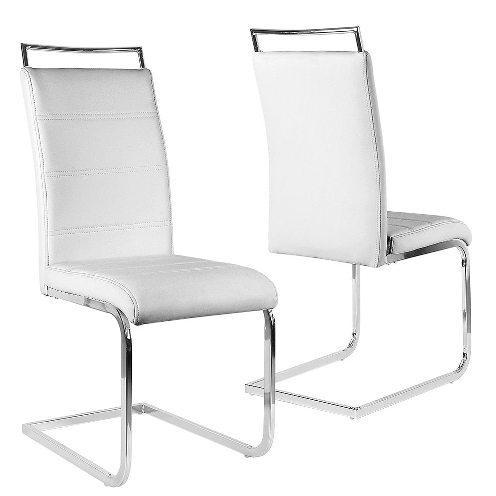 Eetkamerstoel – Stoel – Kuipstoel – Eettafelstoel – Zithoekstoel – Ergonomisch Ontwerp – Duurzaam Kunststof – Set Van 2 – Wit – Vierpanelen Rugleuning