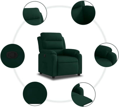 Relaxstoel – Fauteuil – Verstelbare Stoel – Tv Stoel – Relaxfauteuil – Donkergroen Fluweel – Verstelbaar Tot 135 Graden
