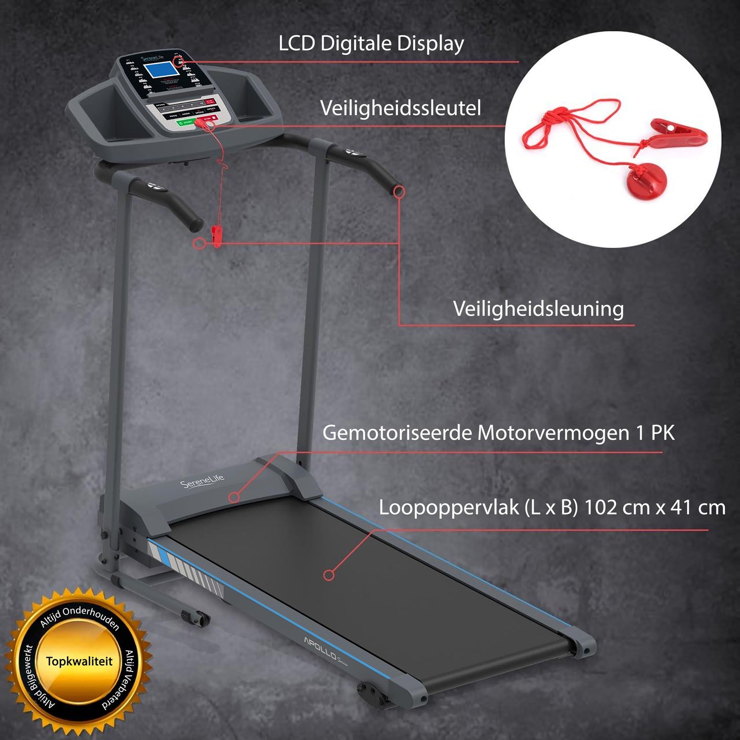 Loopband – Inklapbare Treadmill – Fitnessapparaat – Hardloopband – Wandelband – Zwart – Compact Ontwerp – Bluetooth Connectiviteit