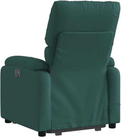 Elektrische Massagestoel – Sta-Op Stoel – Relaxstoel – TV Stoel – Elektrische Relaxstoel – 6-Punts Vibratiemassage – Elektrisch Verstelbare Rugleuning Tot 135° – Donkergroen Stof
