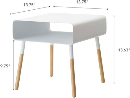 Yamazaki 4229 PLAIN Low Side Table, white, Steel/Wood, 35 x 35 x 35 cm