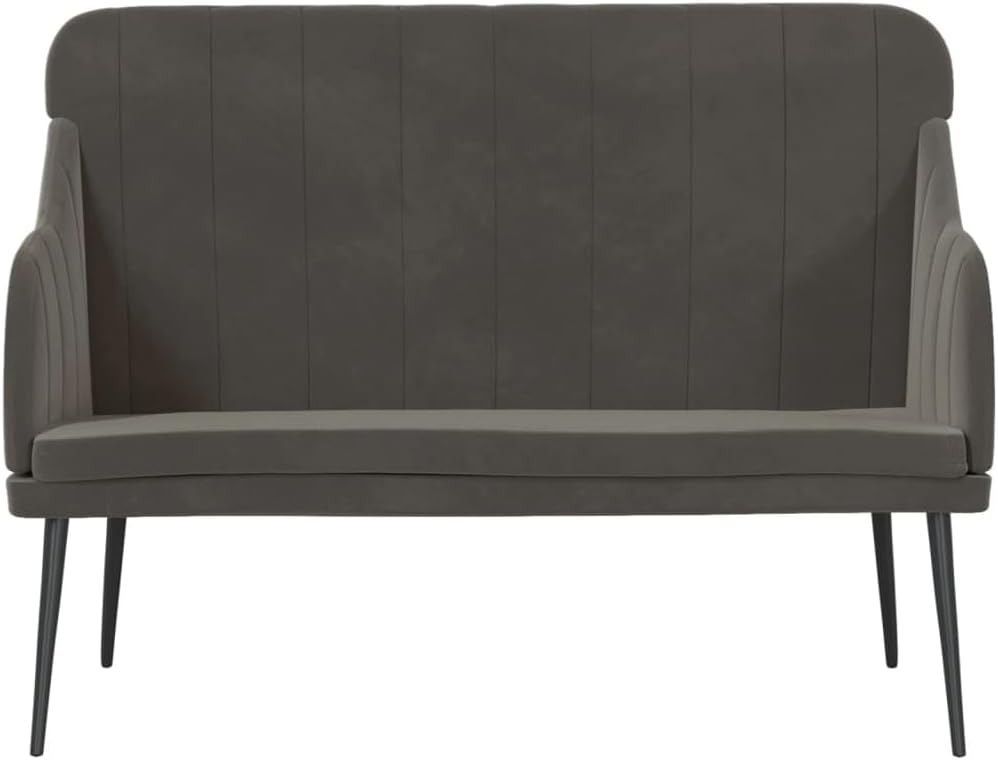 vidaXL Bankje 110x76x80 cm fluweel donkergrijs, zitbank, eetbank, 2-zitsbank, halbank, tweezitsbank, bankje, zitbankje, halbankje, eetbankje