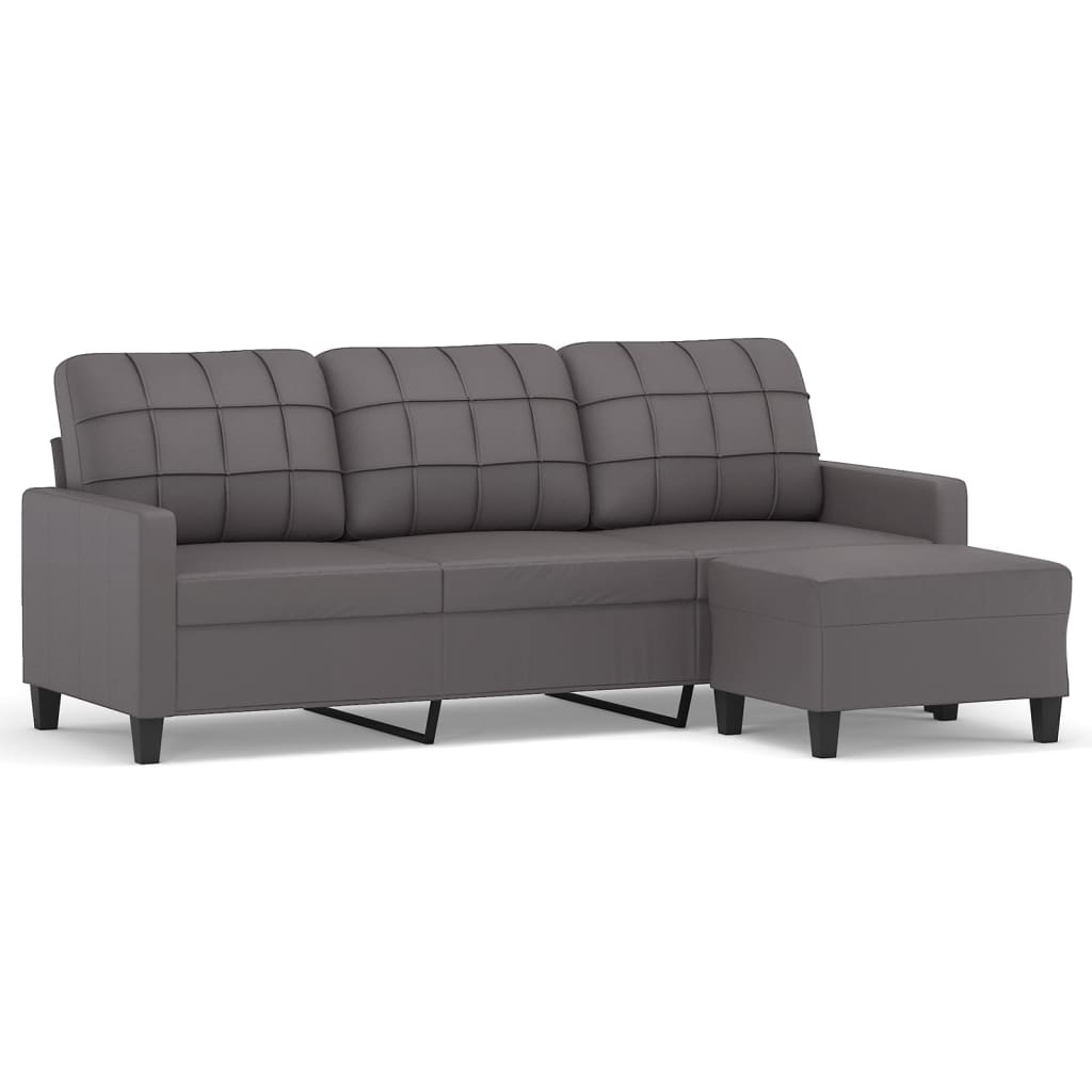3-zitsbank – bankstel – zithoek – hoekbank – driezitsbank – zwart kunstleer – stevig metalen frame – comfortabele voetenbank