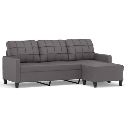 3-zitsbank – bankstel – zithoek – hoekbank – driezitsbank – zwart kunstleer – stevig metalen frame – comfortabele voetenbank