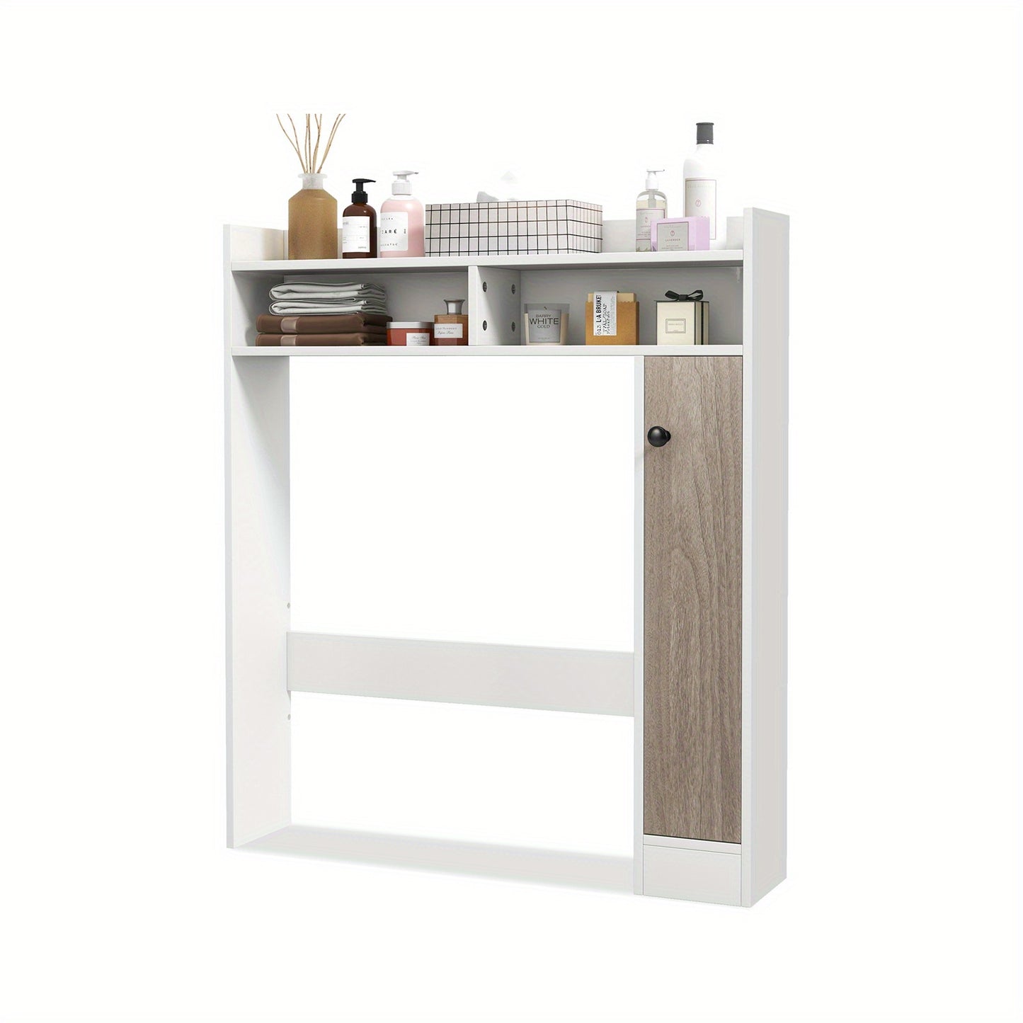 Toiletkast – Badkamerkast – Toiletmeubel – Overtoiletkast – Toiletstandaard – Verstelbare Planken – Waterafstotend MDF Wit