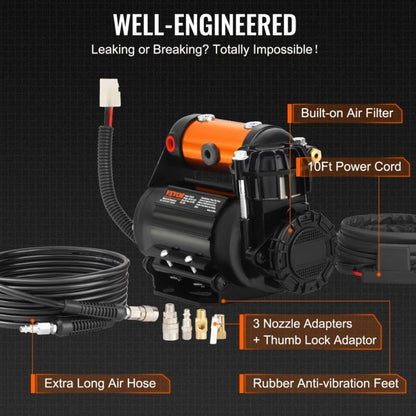 Portable 12V Tire Inflator 150PSI Air Compressor 3. 5CFM Offroad Emergency Pump
