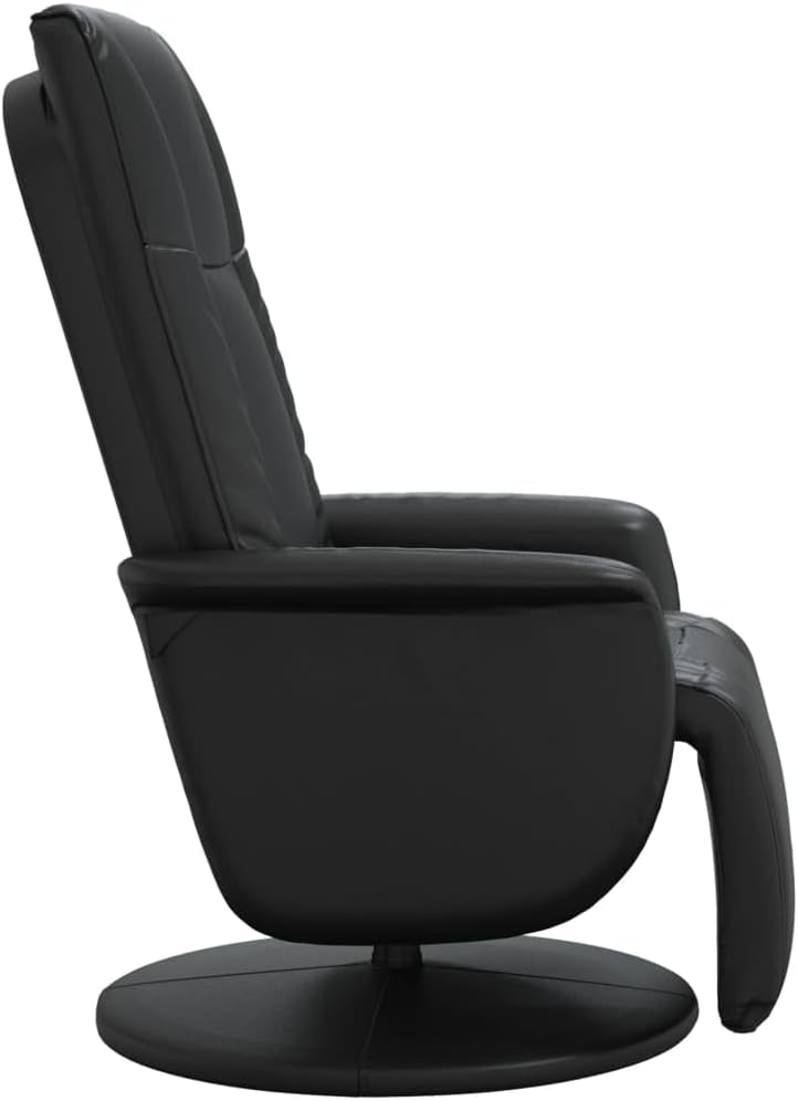 Fauteuil Verstelbaar Met Voetensteun – Relaxfauteuil – Leunstoel – Draaifauteuil – Tv Stoel – Zwart Kunstleer – 360 Graden Draaibaar – Stevig Multiplex Frame