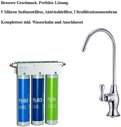 Waterfiltersysteem Voor Thuis – Drinkwaterfilter – Waterfilter – Kraanfilter – Aanrechtfilter – Inclusief Chroomkraan En Aansluitset – 5 Micron Voorfilter En Ultrafiltratie