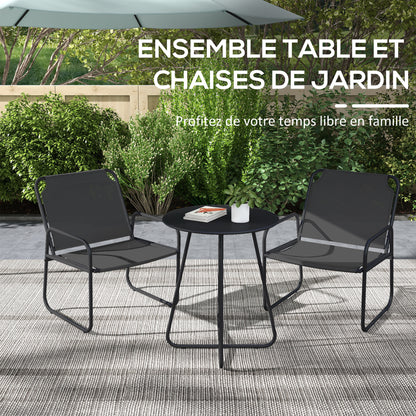 Tuinset – Tuinmeubilair – Bistroset – Loungeset – Balkonset – Gepoedercoat Staal – Ademend Textilene Grijs