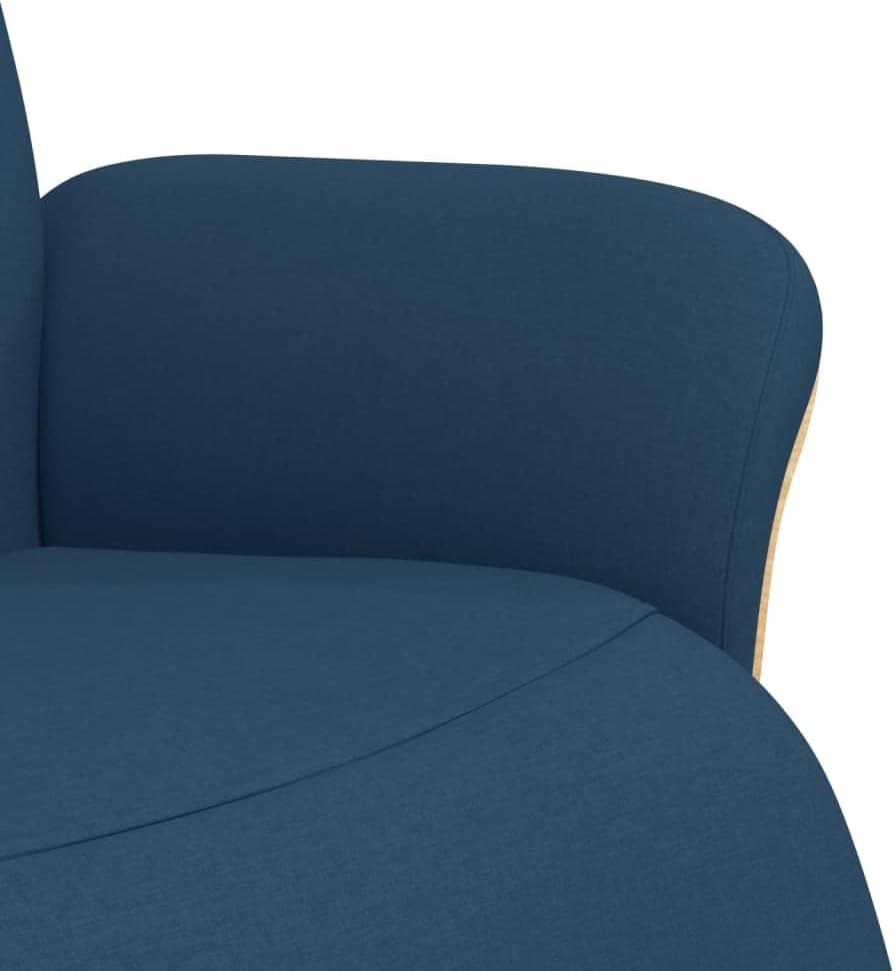 Relaxstoel met voeteneinde, blauwe stof, tv-stoel met ligfunctie, enkele ligstoel, relaxstoel voor woonkamer, slaapkamer, A1 - QUORE