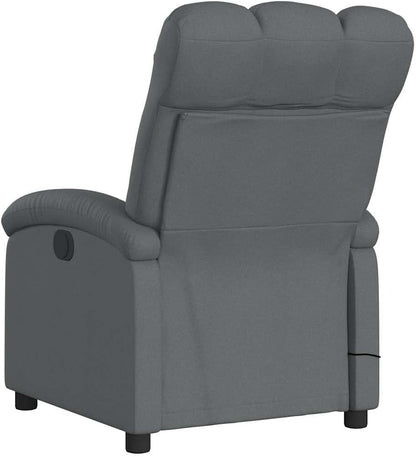 Massagestoel – Elektrische Massagestoel – Relaxstoel – Televisiestoel – Stoel Met Ligfunctie – Donkergrijs Stof – 6-Punts Vibratiemassage – Elektrisch Kantelsysteem Tot 135 Graden