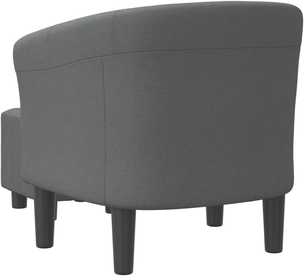 Fauteuil – Zetel – Lounge Stoel – Relaxstoel – Armstoel – Verstelbare Fauteuil Met Voetenbank – Donkergrijze Polyester Bekleding – Stevig Multiplex En Dennenhouten Frame