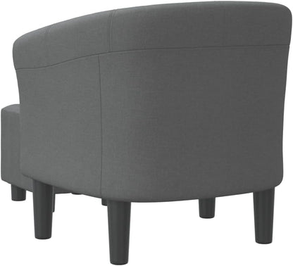 Fauteuil – Zetel – Lounge Stoel – Relaxstoel – Armstoel – Verstelbare Fauteuil Met Voetenbank – Donkergrijze Polyester Bekleding – Stevig Multiplex En Dennenhouten Frame