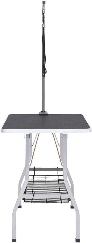 vidaXL Dog grooming table adjustable with 2 loops and storage shelf