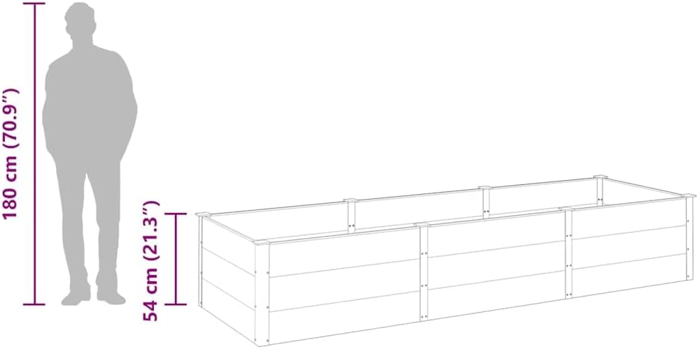 vidaXL Planter raised 300x100x54 cm HKC grey, planter, garden box, plant pot, planters, garden planters, planters, planters, planters, planter, planters - QUORE