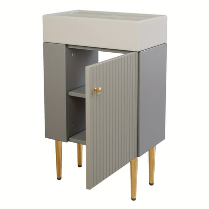 Bathroom Furniture Washbasin with Washbasin Cabinet 55cm, Washbasin Cabinet, Small Guest Bathroom Furniture, Light Gray,  Spacesaving Solution, Sleek Design, Modern Washbasin, Integrated Basin, Bathroom Storage, Urban Dweller