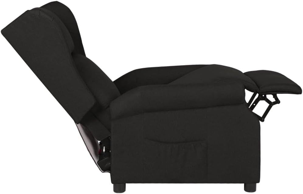 Relaxstoel zwart stof tv-stoel met ligfunctie, enkele ligstoel, relaxstoel voor woonkamer, slaapkamer, A4 - QUORE