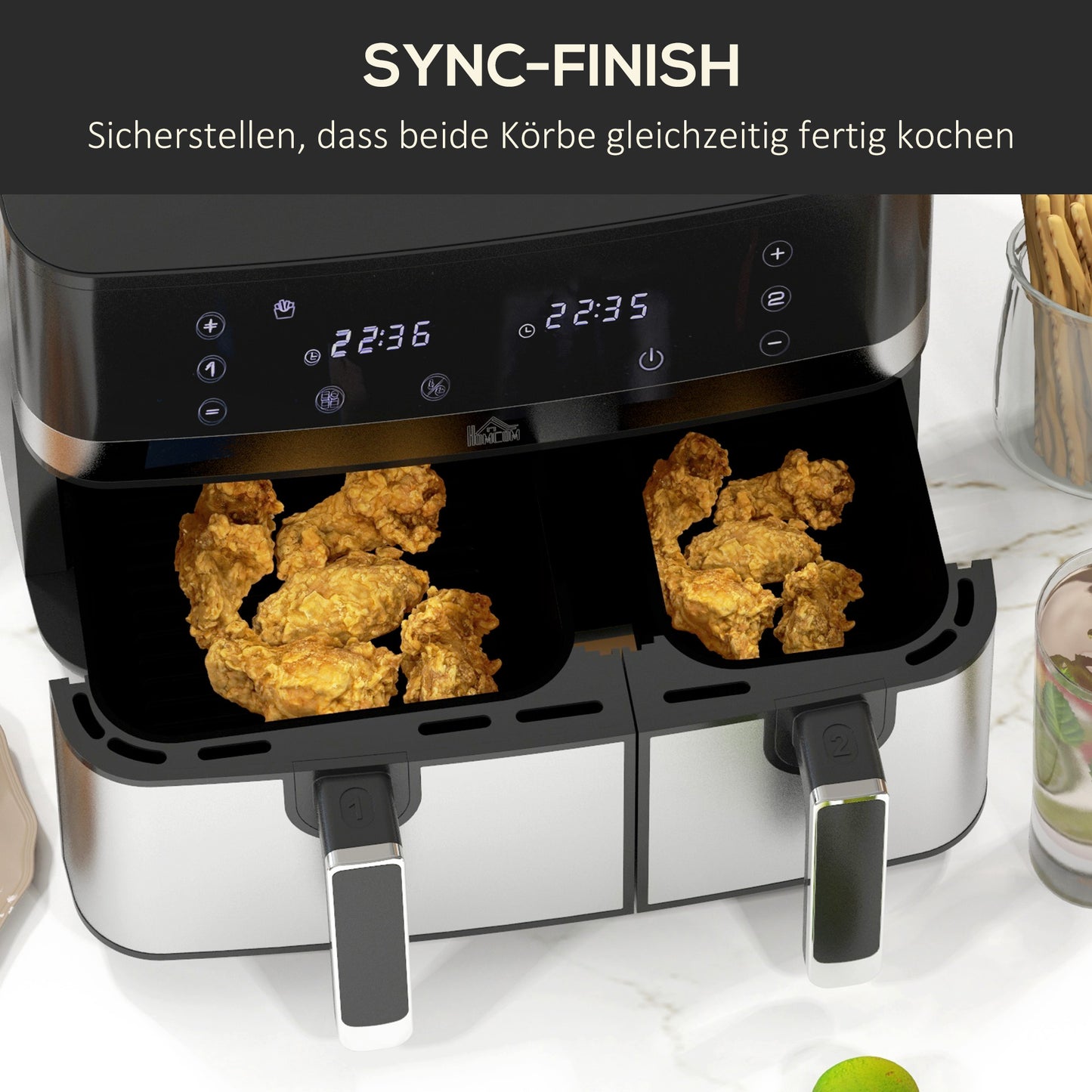 Airfryer – Heteluchtfriteuse – Luchtfriteuse – Friteuse – Airfryer Oven – 2700 Watt – 8 Instelbare Programma’s – Zwart-Zilver – Compacte Maat 41,8x39,2x31,1 cm