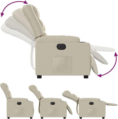 Relaxstoel – Elektrische Relaxstoel – Tv-Stoel – Ligstoel – Fauteuil – Crèmekleur – Kunstleer – Elektrisch Kantelsysteem – Maximaal 135 Graden Ligfunctie