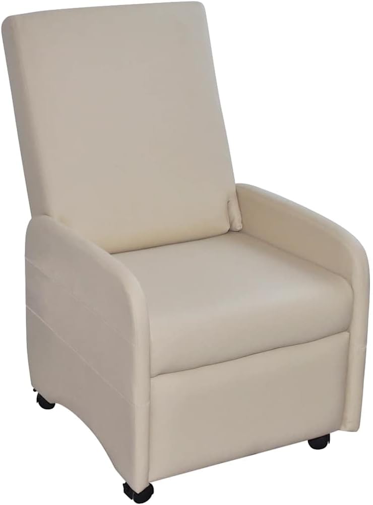 vidaXL Armchair Adjustable Faux Leather Cream Chair Armchair Relax Armchairs